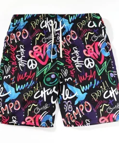 Quick drying Knee length beach shorts blue flying bird print