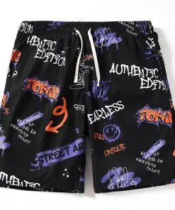 Quick drying Knee length beach shorts STREET AR print