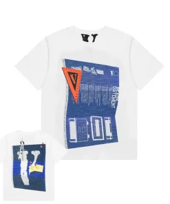Vlone Blue Print White Tee