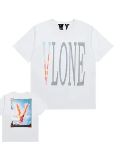 Vlone City V-shaped Flame White Tee