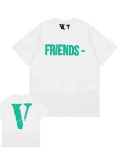 Vlone Friends - Green Big V Logo White Tee
