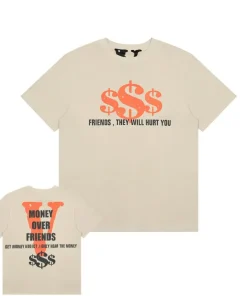 Vlone Friends - Money Over Friends Beige Tee