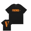 Vlone Friends - Orange Big V Logo Black Tee