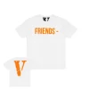 Vlone Friends -  Orange Big V Logo White Tee