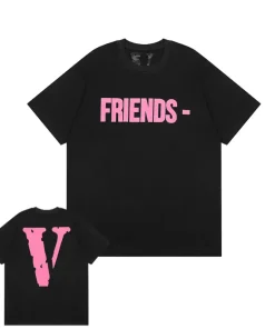 Vlone Friends - Pink Big V Logo Black Tee