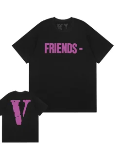 Vlone Friends - Purple Big V Logo Black Tee