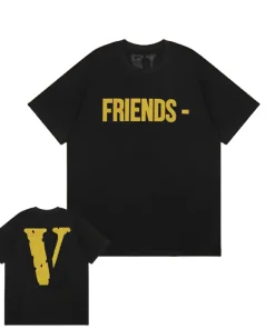 Vlone Friends - Yellow Big V Logo Black Tee