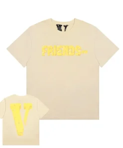 Vlone Friends - Yellow Cheese Big V Logo Beige Tee
