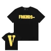 Vlone Friends - Yellow Cheese Big V Logo Black Tee
