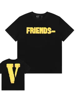 Vlone Friends - Yellow Cheese Big V Logo Black Tee