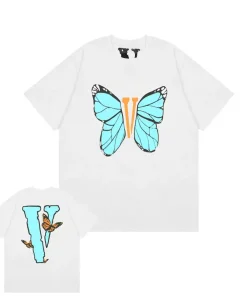 Vlone Light Blue Butterfly White Tee
