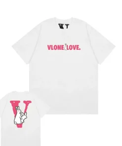 Vlone Love Rabbit Pink V White Tee