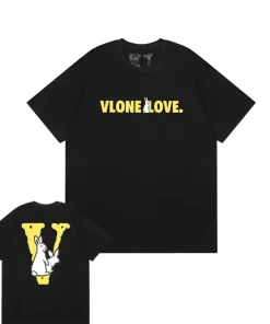 Vlone Love Rabbit Yellow V Black Tee