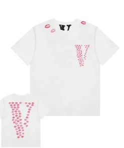 Vlone Pink Lip Prints White Tee