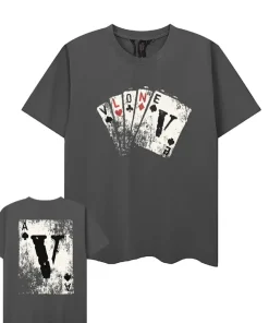Vlone Poker Cards Grey Tee