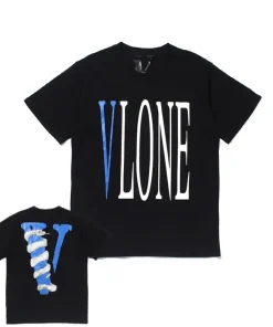 Vlone Staple Blue Snake Black Tee