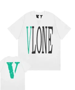 Vlone Staple Green Big V Logo White Tee
