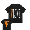 Vlone Staple Orange Big V Logo Black Tee