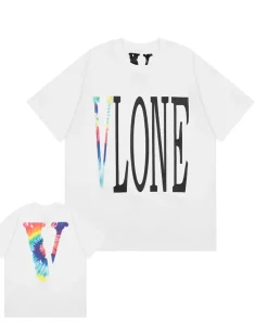 Vlone Staple Rainbow Big V Logo White Tee