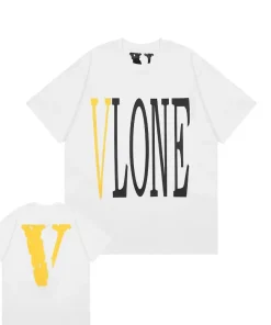 Vlone Staple Yellow Big V Logo White Tee