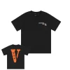 Vlone X 999 X Juice Wrld Orange V Logo Black Tee