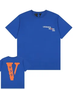 Vlone X 999 X Juice Wrld Orange V Logo Blue Tee