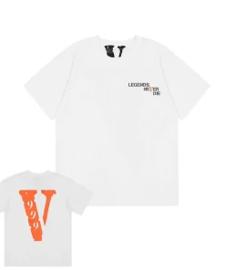 Vlone X 999 X Juice Wrld Orange V Logo White Tee