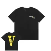 Vlone X 999 X Juice Wrld Yellow V Logo Black Tee