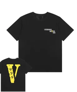 Vlone X 999 X Juice Wrld Yellow V Logo Black Tee